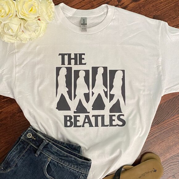 Abbey Road Crosswalk The Beatles Handmade Custom Shirt Sublimation Rock n Roll L - Picture 1 of 9